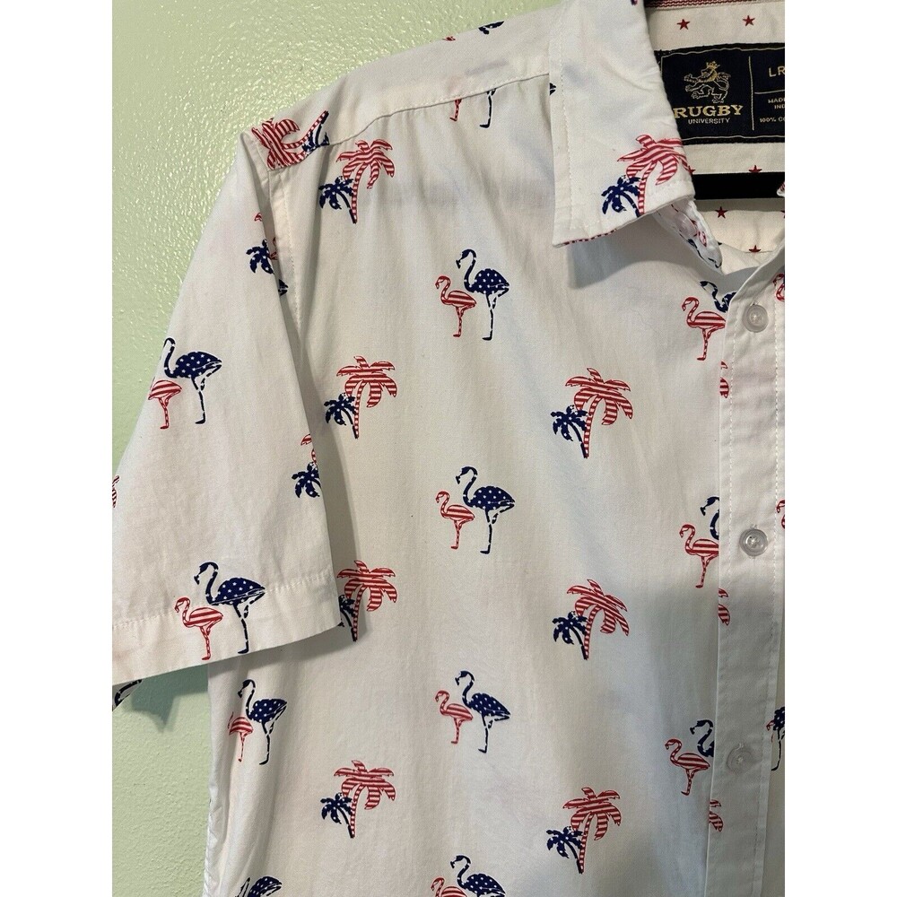 Rugby University Men’s shirt Large Flamingo Short Sleeve 100% Cotton - Picture 3 of 13